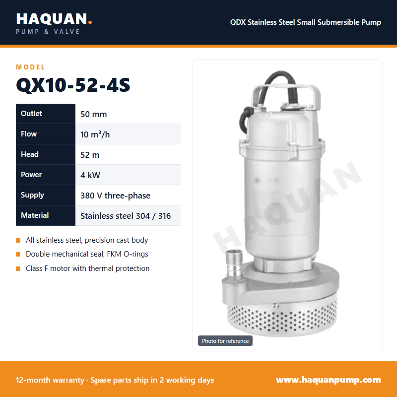 QX10-52-4S Stainless Submersible Pump: Cable and Depth Notes — QDX Small Submersible Pumps by Haquan